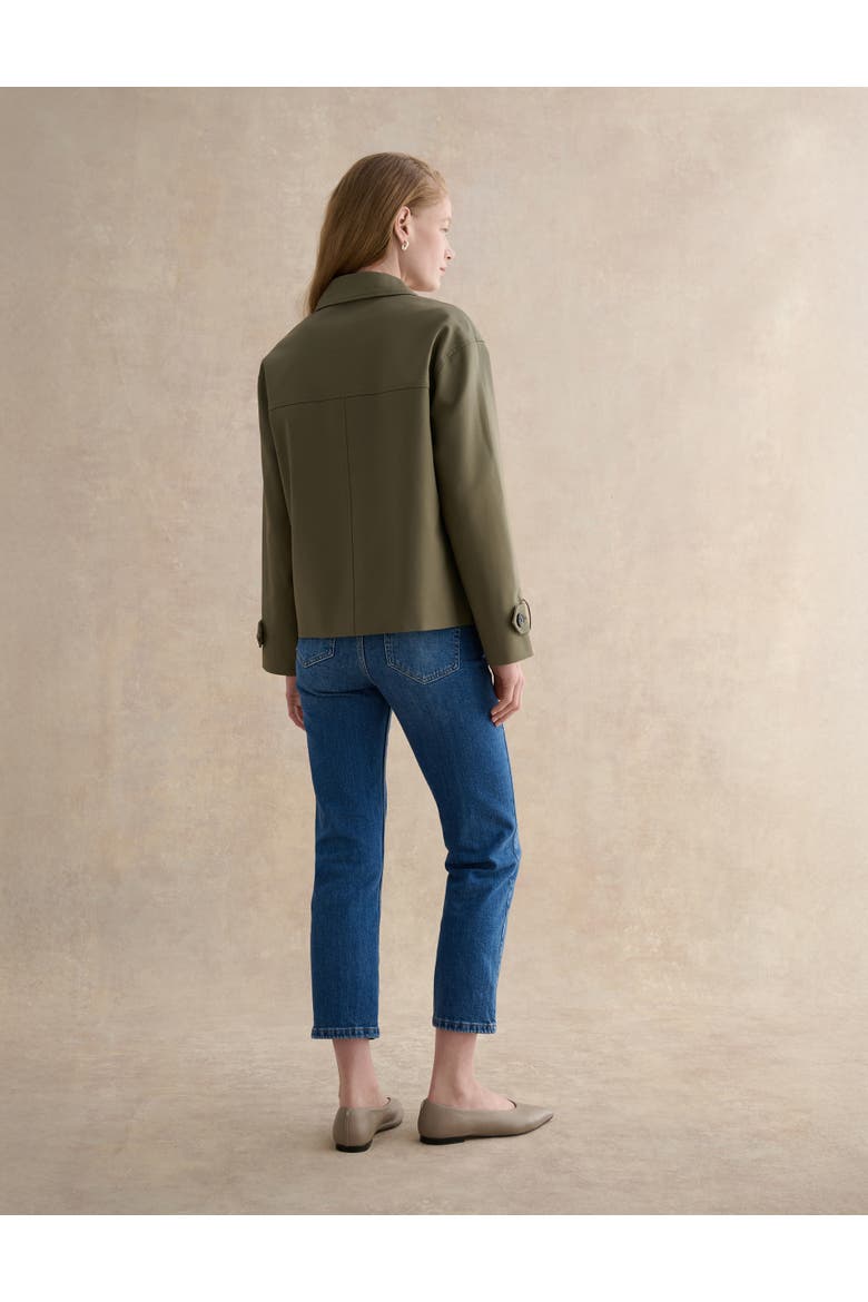 Frida Collared Cropped Trench Coat, Alternate, color, Olive Green
