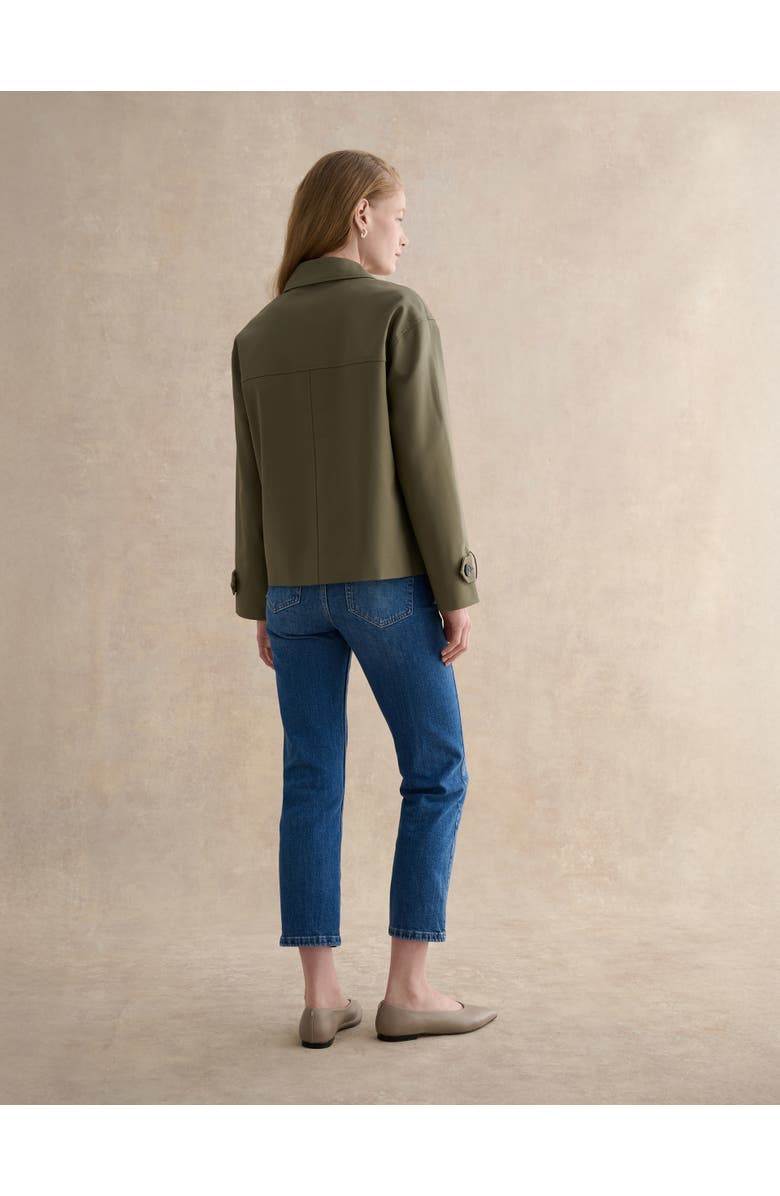 HOBBS LONDON Frida Collared Cropped Trench Coat, Alternate, color, Olive Green