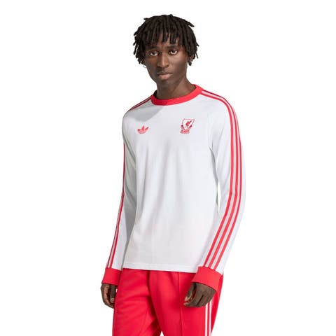 Men's adidas Originals  White Liverpool Culturewear Originals Long Sleeve T-Shirt