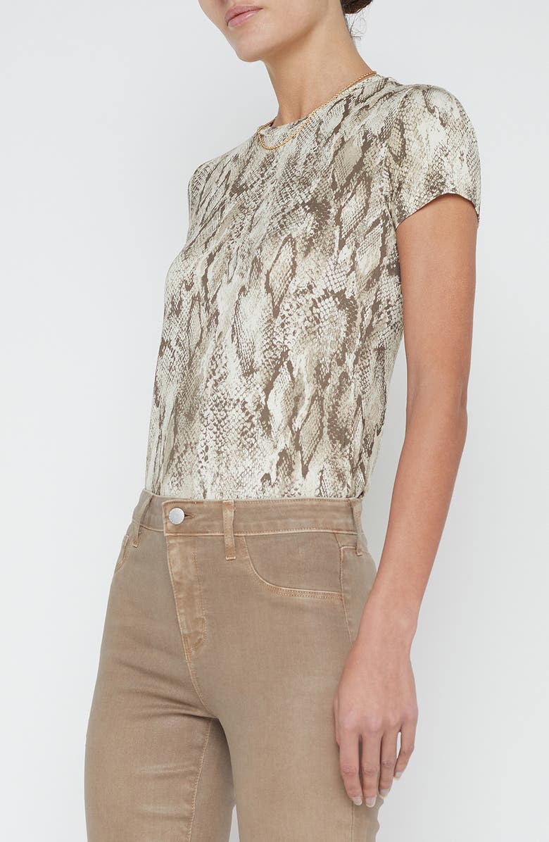L'AGENCE Ressi Snakeskin Print Top, Alternate, color, Tan Multi Snake