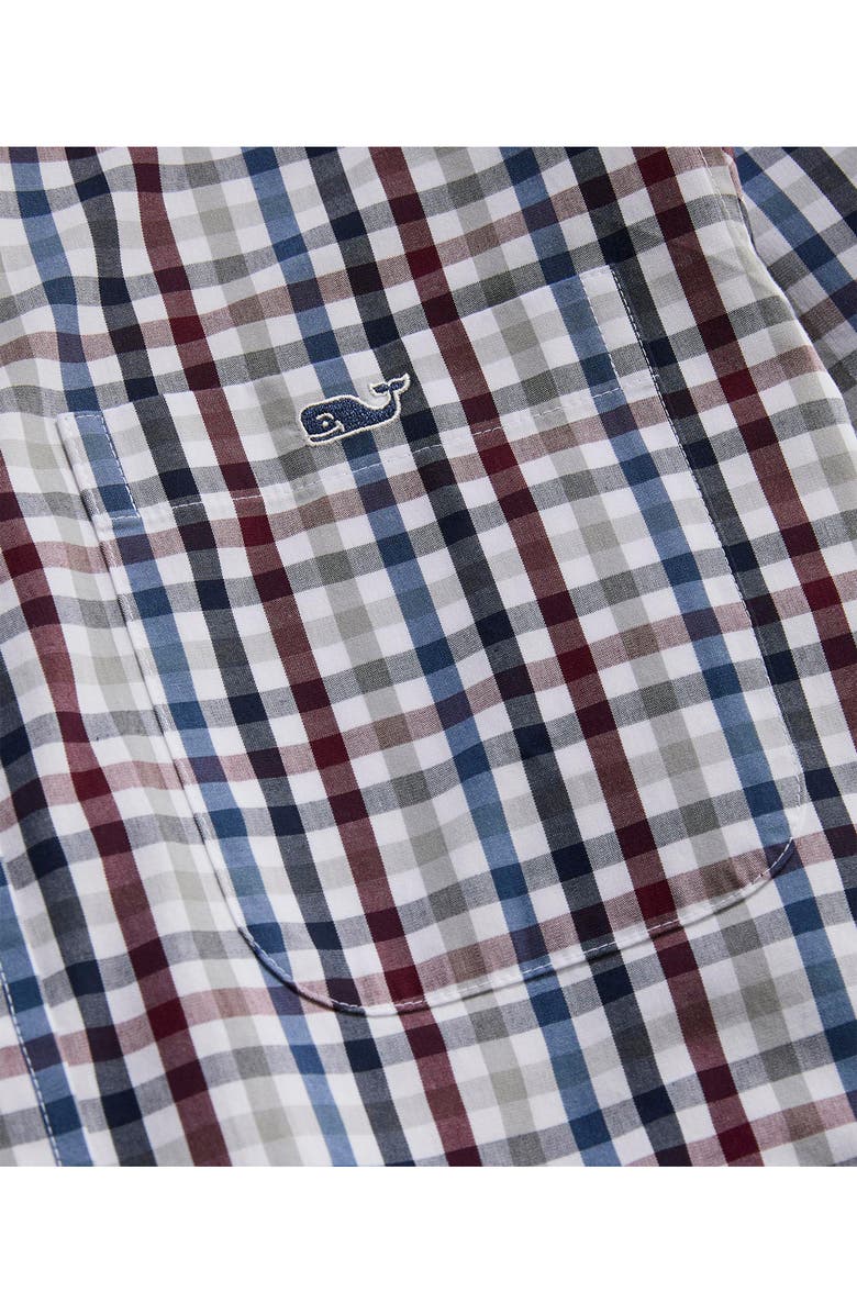 vineyard vines Classic Fit Tattersall Poplin Button-Down Shirt, Alternate, color, Crimson