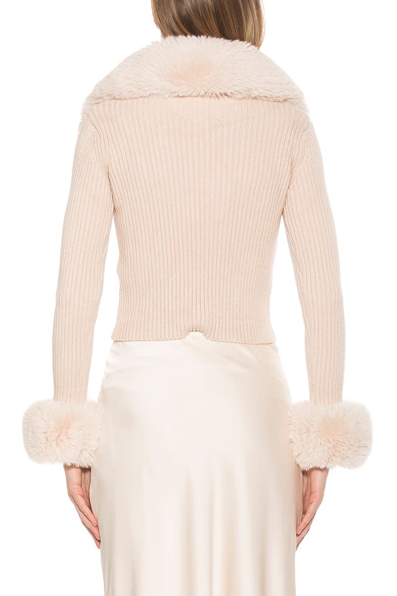 Taytum Button-Down Cardigan with Faux Fur Trim, Alternate, color, IVORY