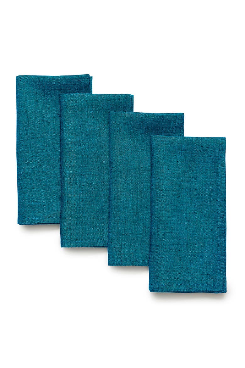 Linen Dinner Napkins Set of 4, 20 x 20" - Athena, Main, color, Chambray Teal