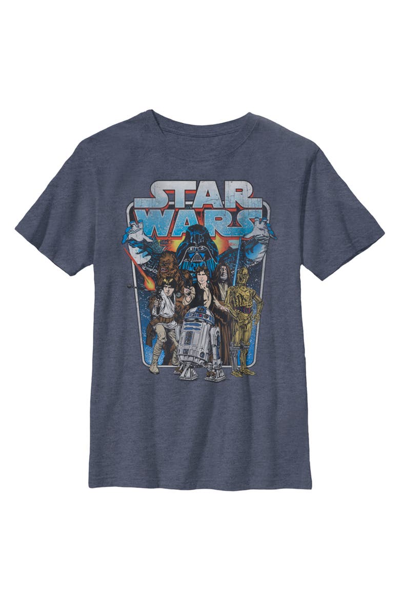 Boy's Star Wars Vintage Hero Character Frame  Graphic T-Shirt, Main, color, Navy Blue Heather
