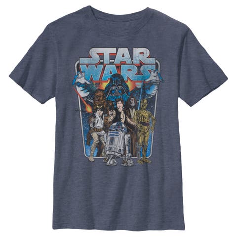 Boy's Star Wars Vintage Hero Character Frame  Graphic T-Shirt