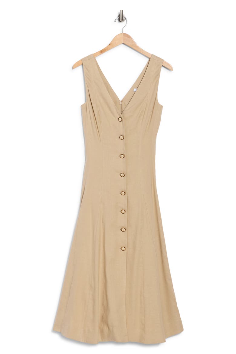 Lou Linen Blend Dress, Alternate, color, STONE KHAKI