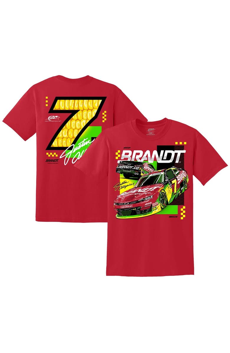 JR MOTORSPORTS OFFICIAL TEAM APPAREL Men's JR Motorsports Official Team Apparel Red Justin Allgaier Brandt Car T-Shirt, Alternate, color, Red