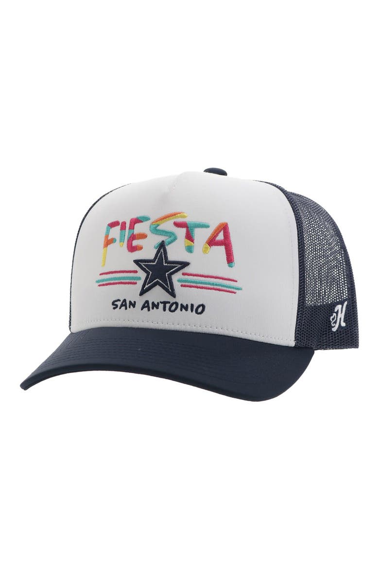 Men's HOOey  White/Navy Dallas Cowboys NFL Fiesta Adjustable Trucker Hat, Main, color, White