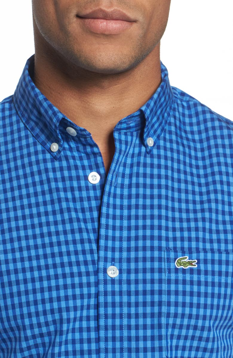 Lacoste Gingham Check Poplin Shirt, Alternate, color, 