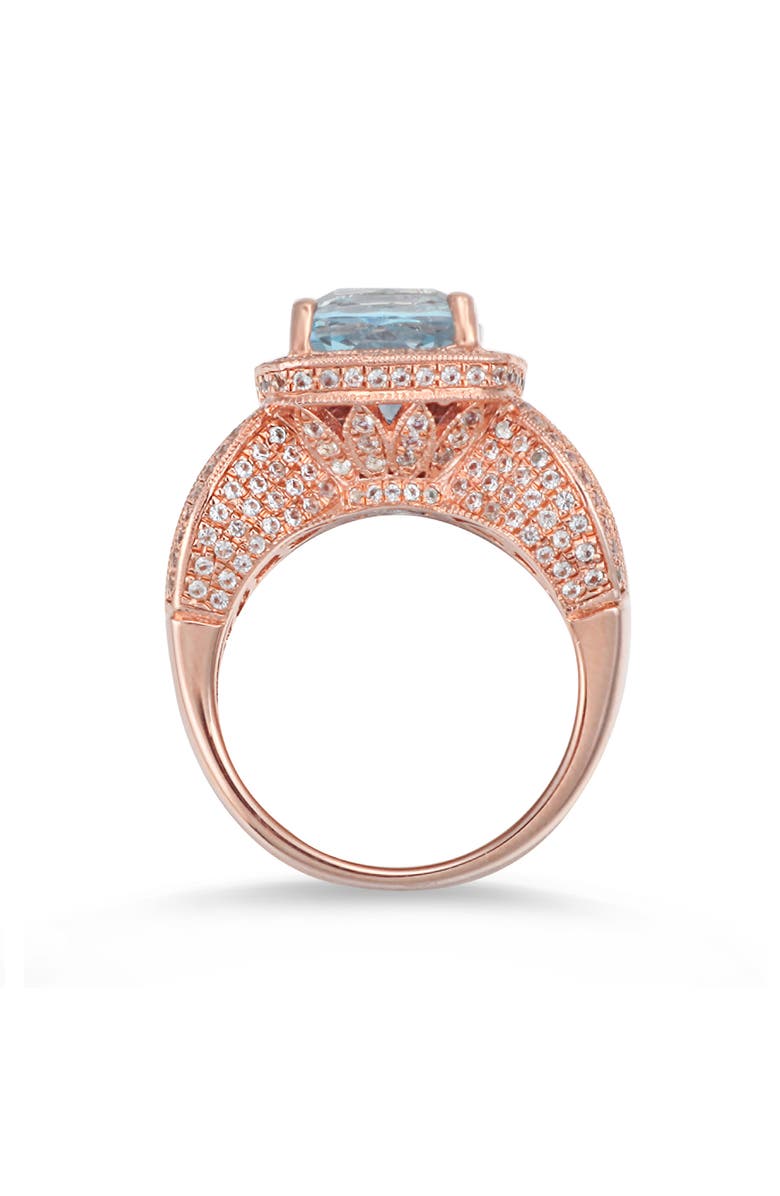 SUZY LEVIAN Cushion Cut Semiprecious Stone & White Topaz Halo Ring, Alternate, color,