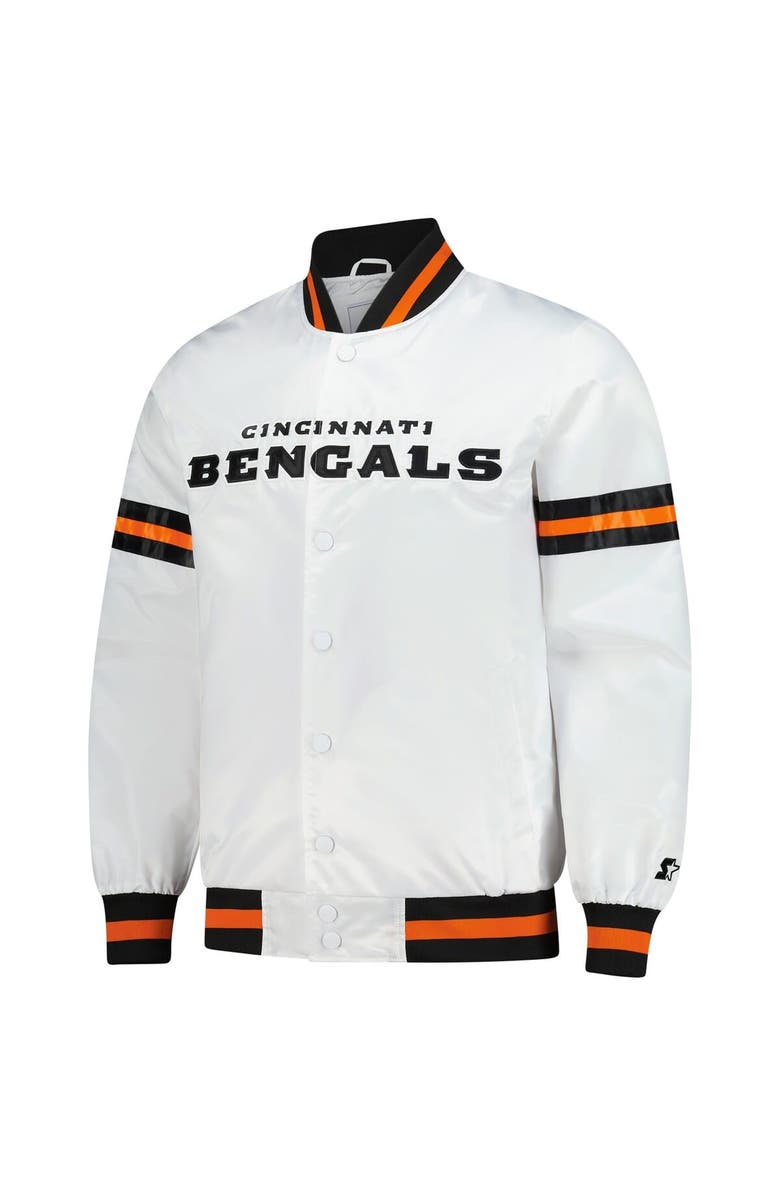 STARTER Men's Starter White Cincinnati Bengals Scout Full-Snap Varsity Jacket, Alternate, color, White