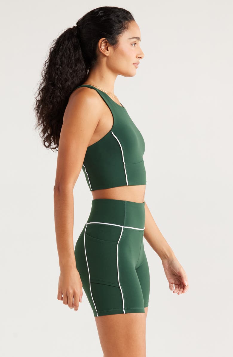 Recess Pickleball x Zella On Point Longline Sports Bra, Alternate, color, Green Park