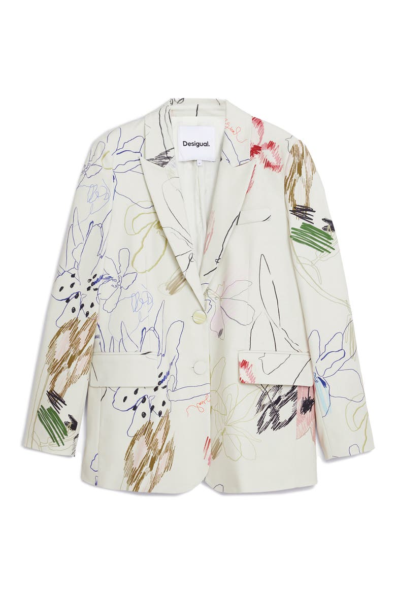 Abstract Print Blazer, Alternate, color, LIGHT BEIGE