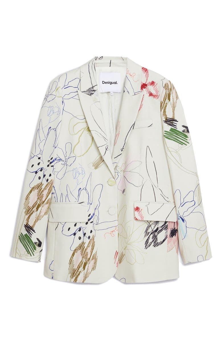 Desigual Abstract Print Blazer, Alternate, color, Light Beige