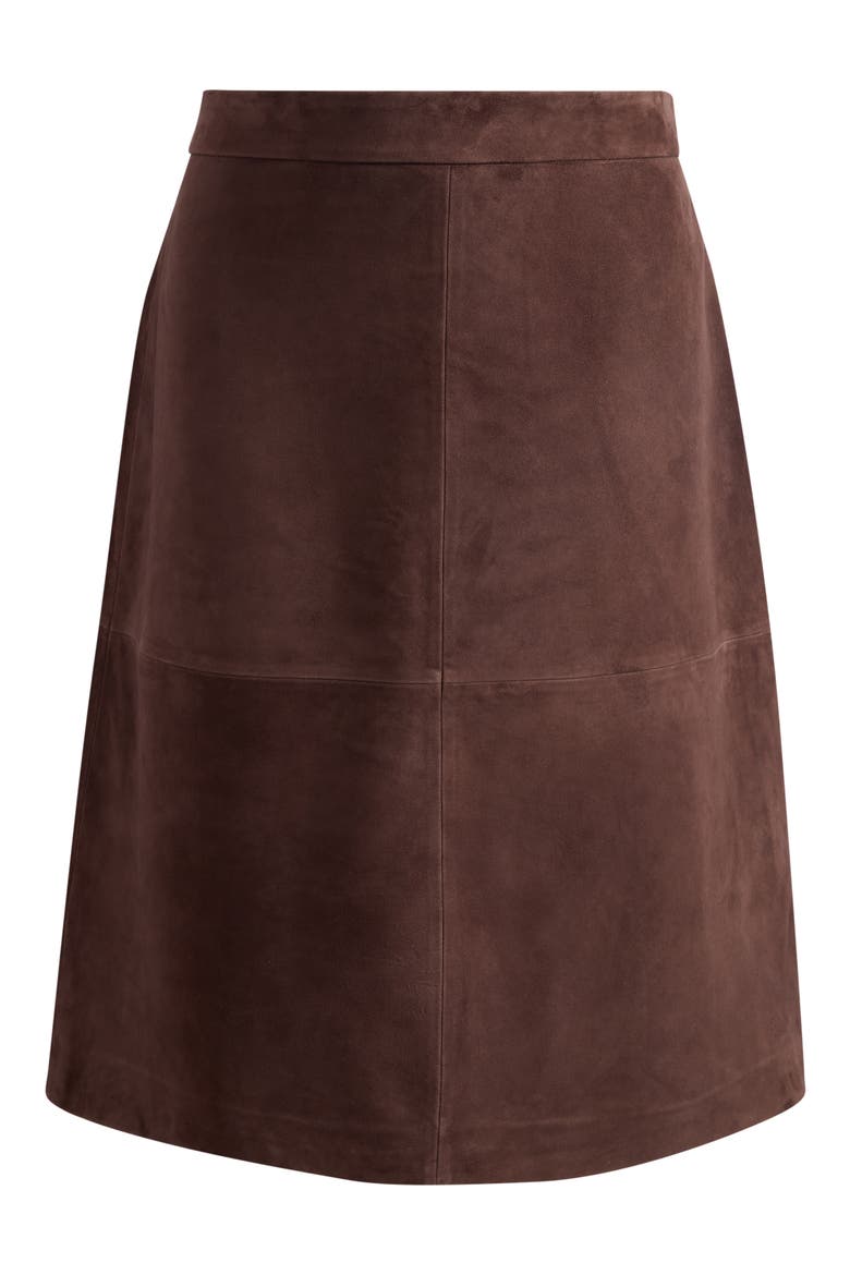 A-Line Suede Midi Skirt, Main, color, BROWN COFFEE
