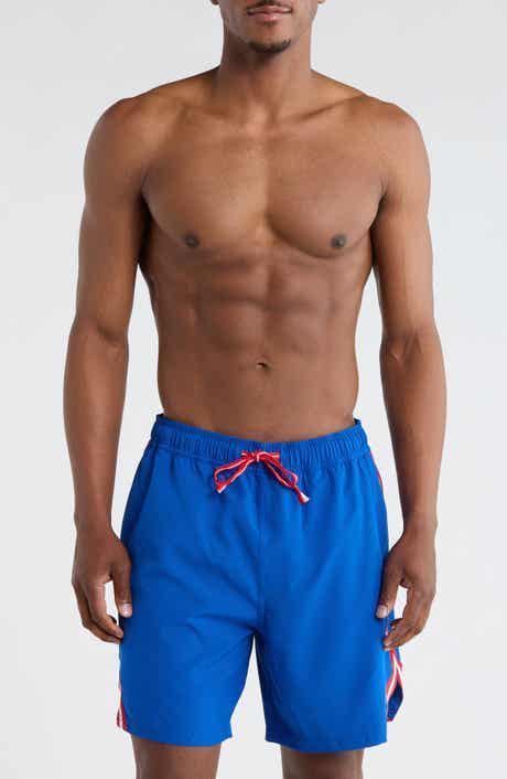 Stripe Tape Trim Swim Trunks