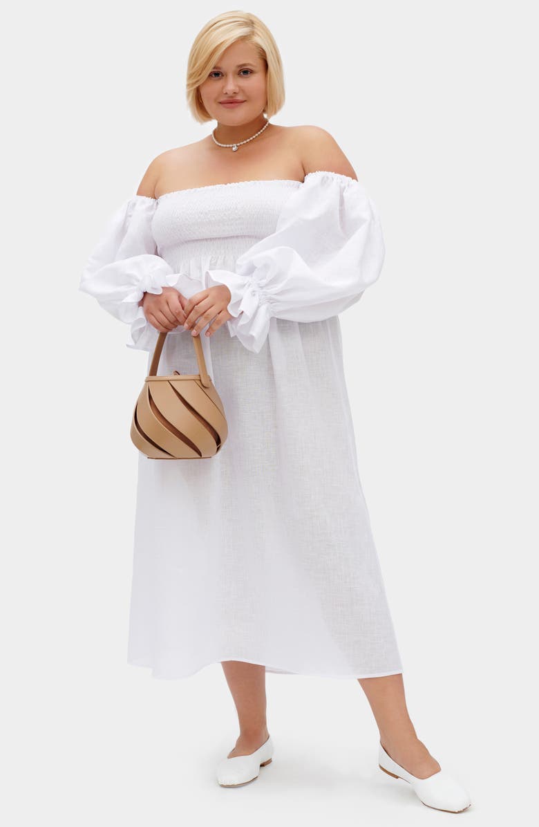 Sleeper Atlanta Balloon Sleeve Linen Nightgown, Alternate, color, 