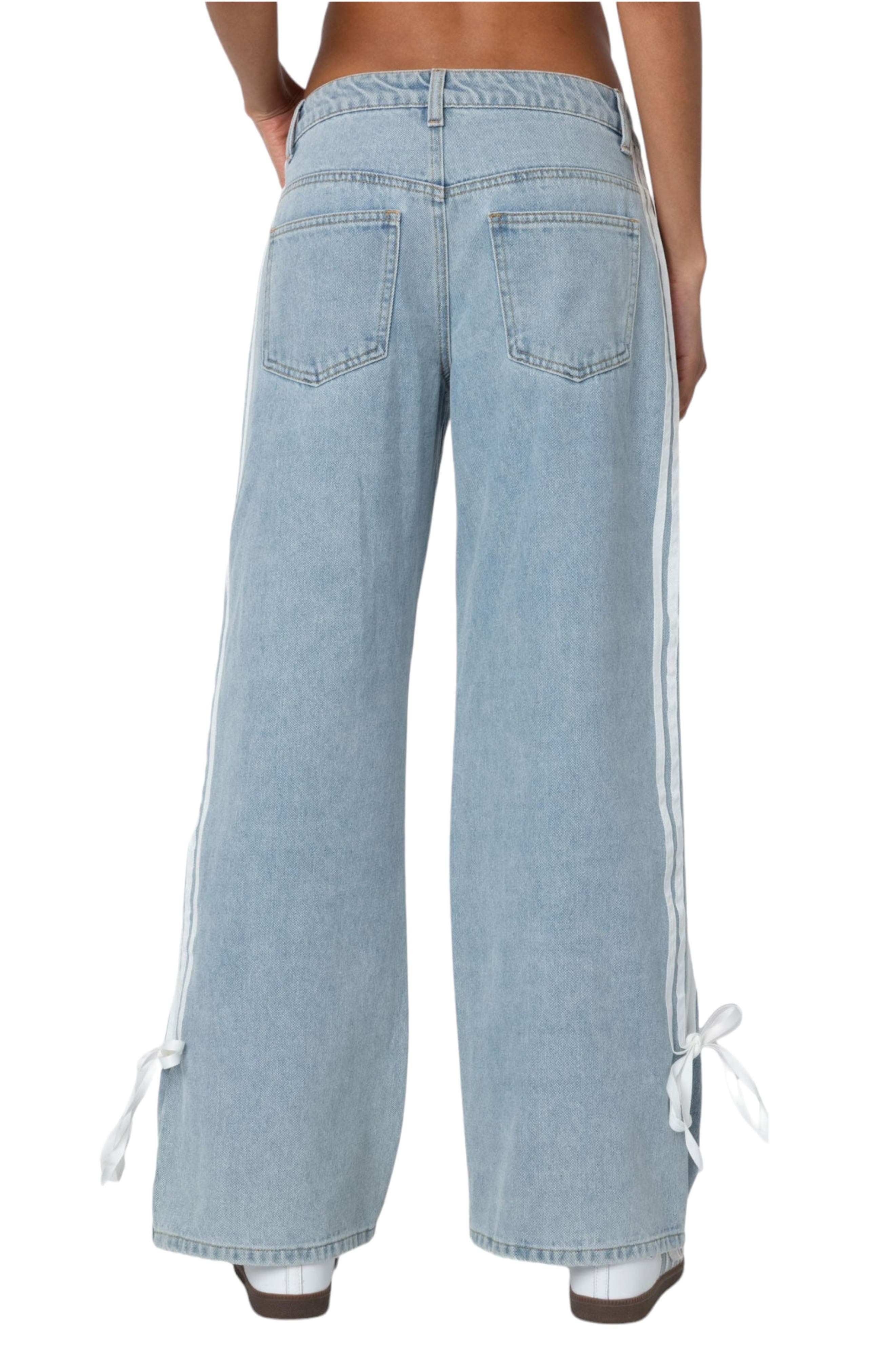 Ribbon Stripe Baggy Low Rise Jeans (Women) | Nordstrom