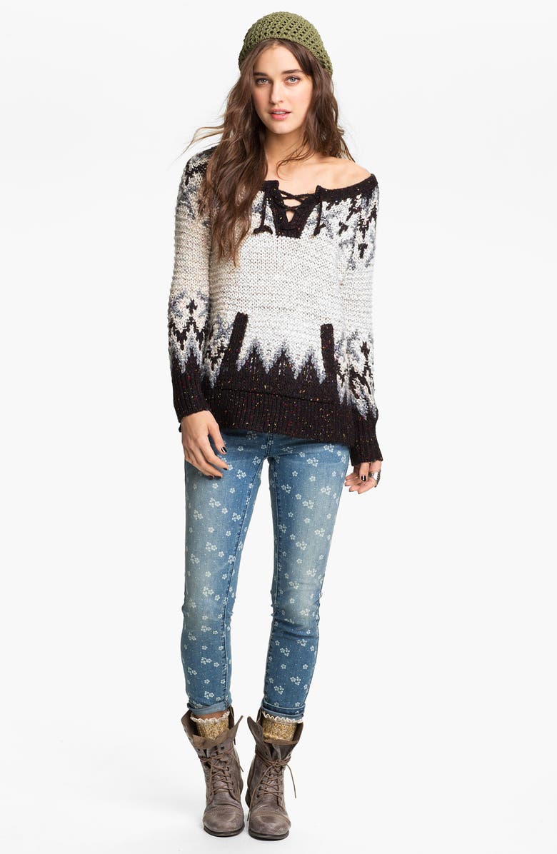 Free People 'Love Bug' Lace-Up Nordic Sweater, Main, color, 