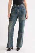 Good American The Khloé High Waist Patch Denim Straight Leg Jeans