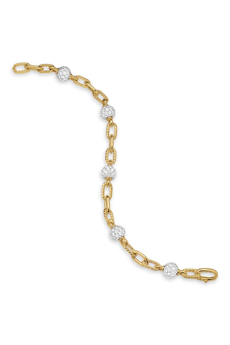 DY Madison® Pavé© Bead Chain Bracelet in 18K Yellow Gold with Diamonds, 3mm, Alternate, color, DIAMOND