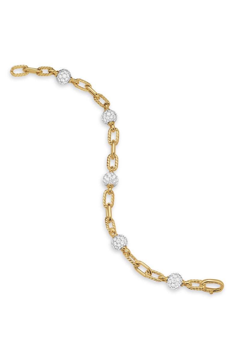 David Yurman DY Madison<sup>®</sup> Pavé<sup>©</sup> Bead Chain Bracelet in 18K Yellow Gold with Diamonds, 3mm, Alternate, color, Diamond