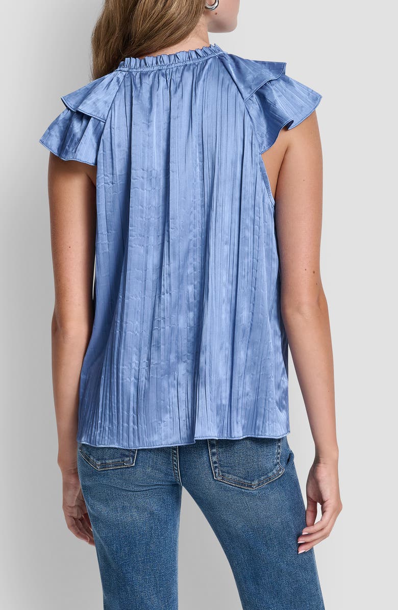 DKNY Pleated Tie Front Satin Top, Alternate, color, Liberty Sky