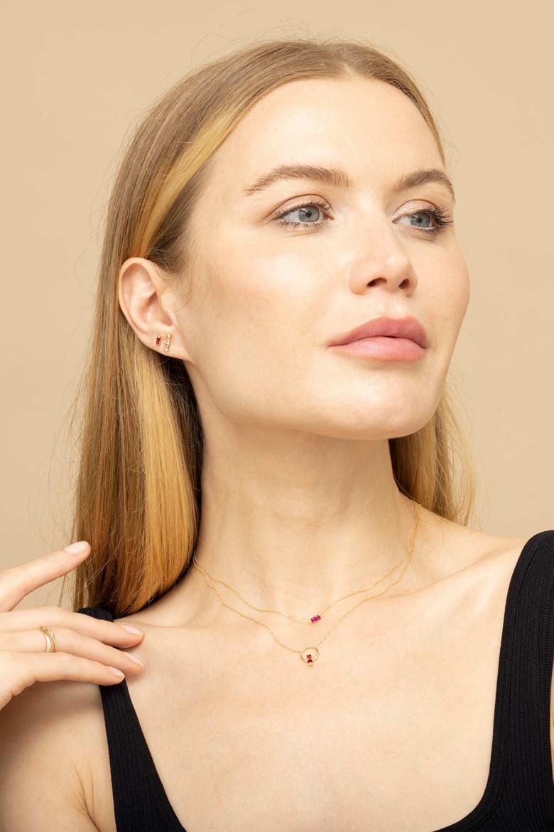 14K Gold Bella Pendant Necklace, Alternate, color, Gold - White Topaz