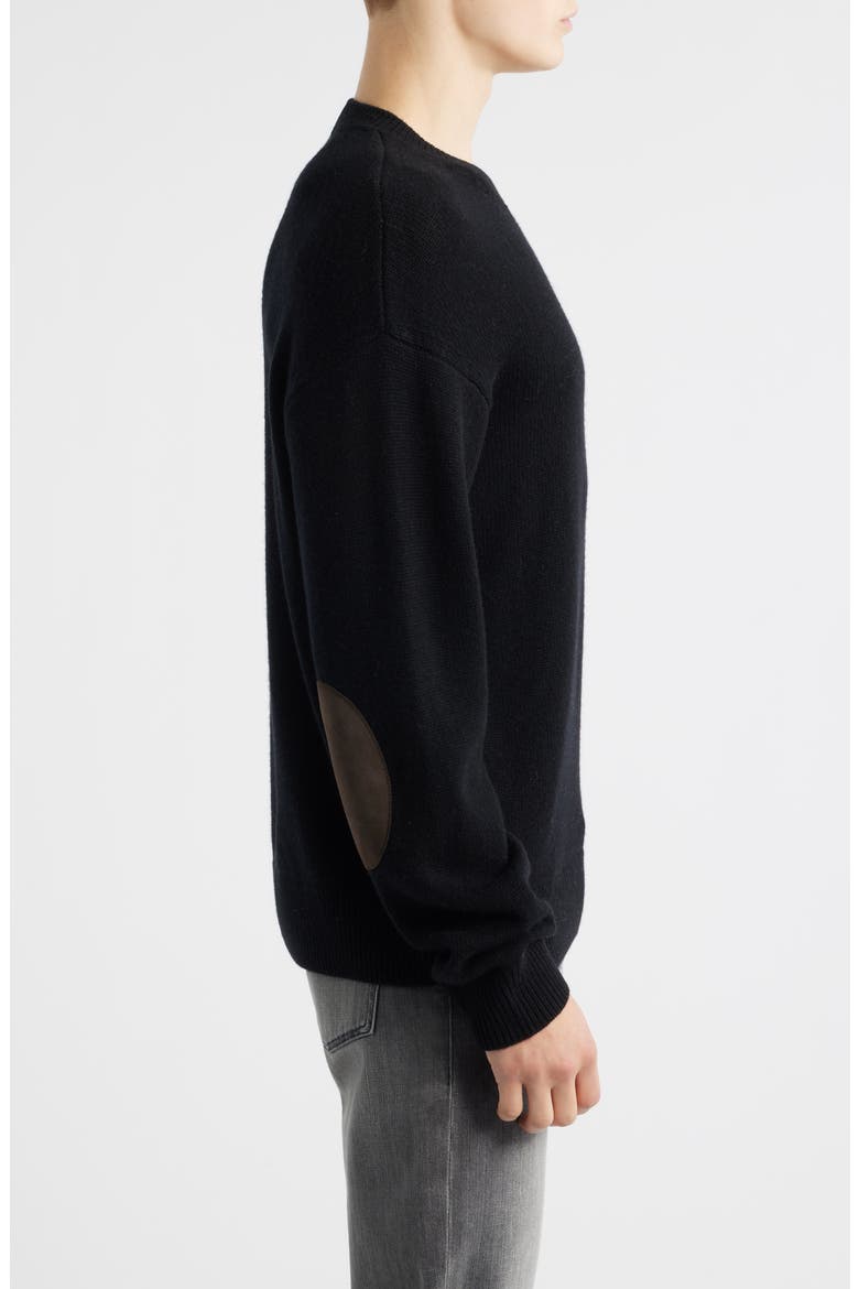 Elbow Patch Wool & Cashmere Sweater, Alternate, color, BLACK