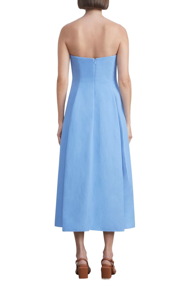Lafayette 148 New York Pleated Silk & Linen Strapless Dress, Alternate, color,