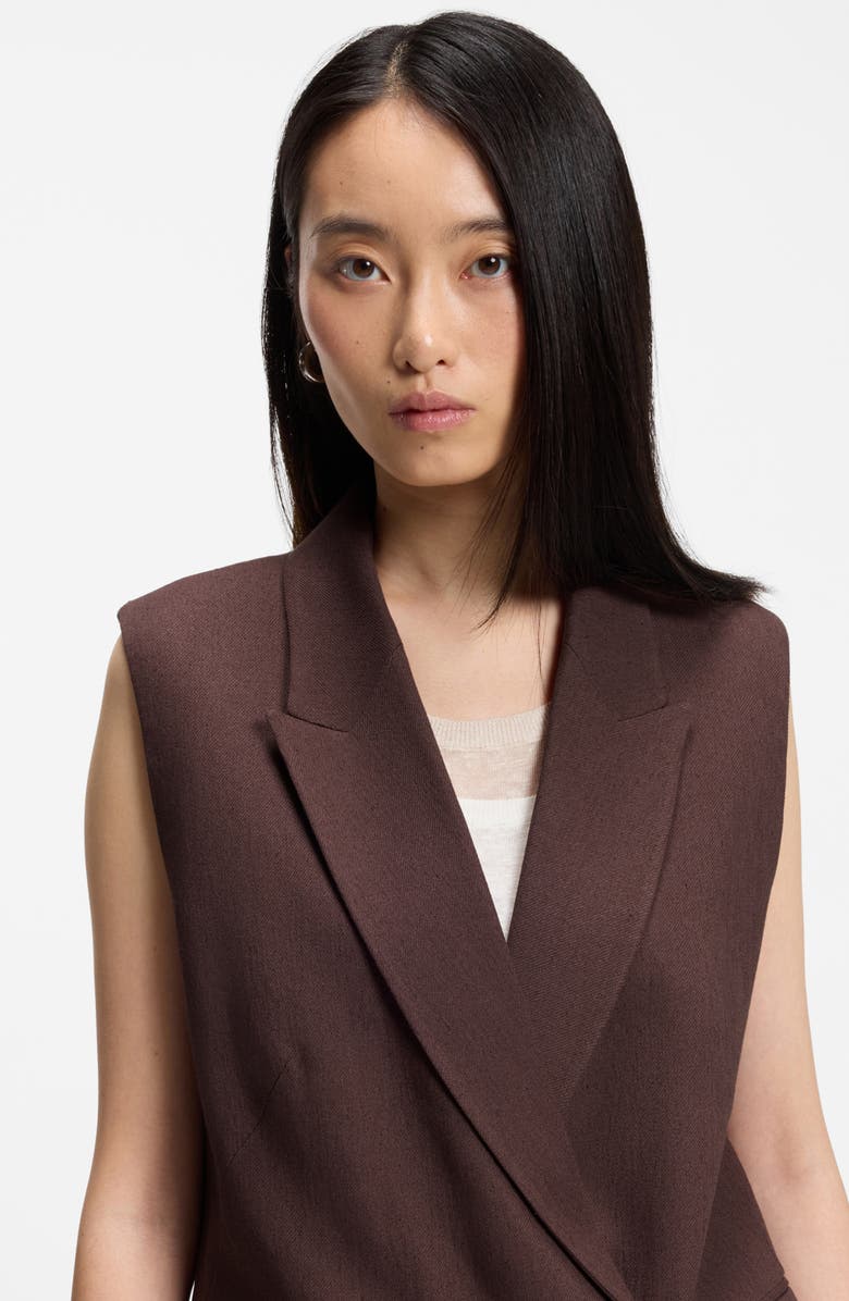 BOSS Jankania Linen Blend Vest, Alternate, color, Mocha