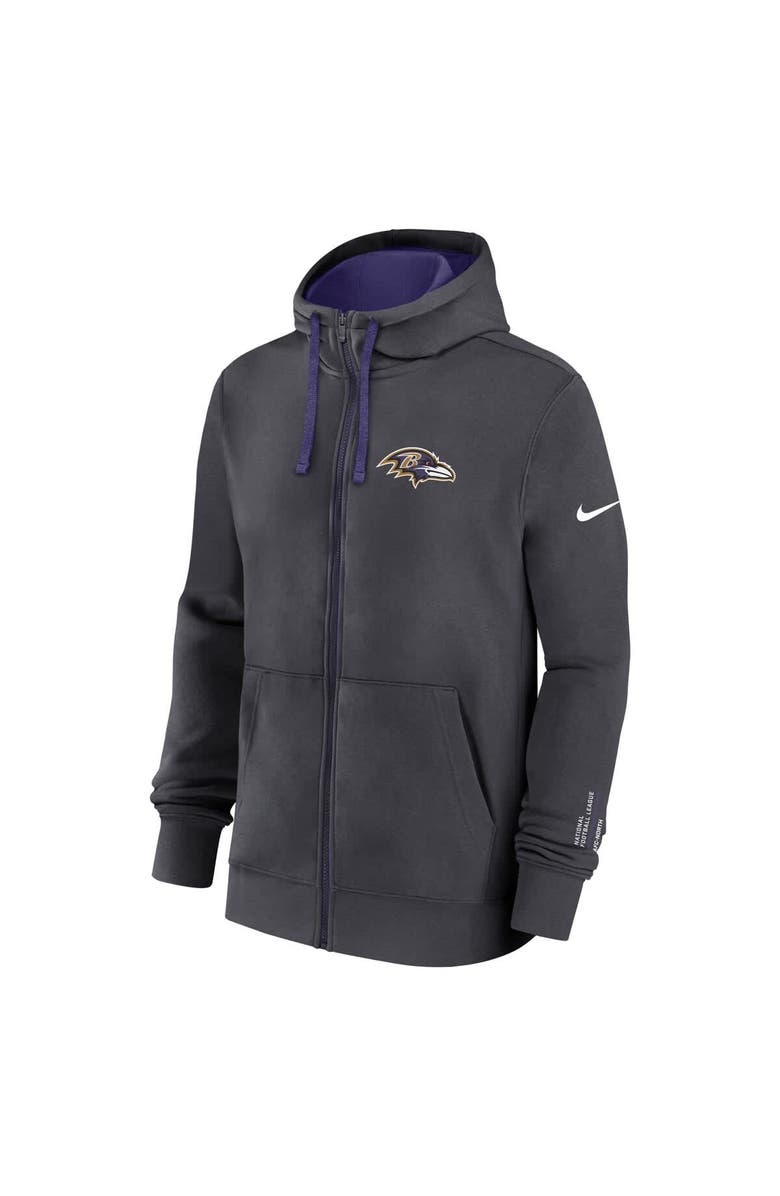 Nike Men's Nike Anthracite Baltimore Ravens Primetime Club Full-Zip Hoodie, Alternate, color, Anthracite