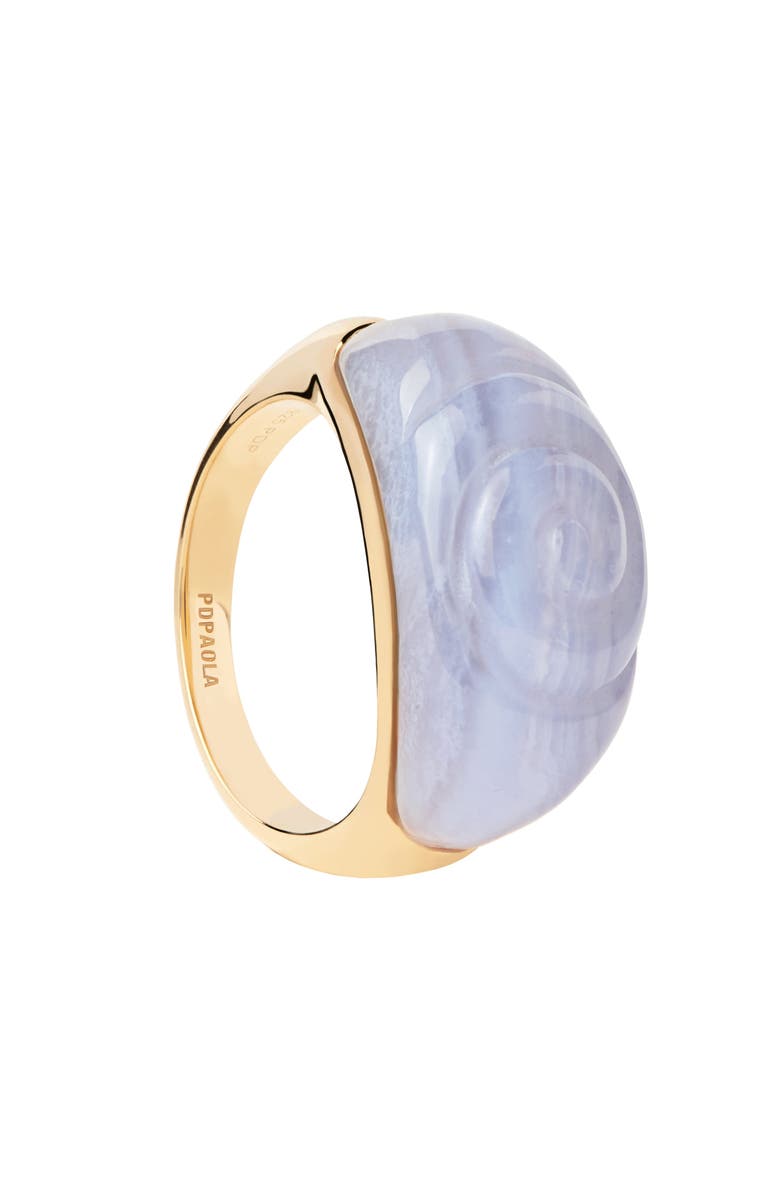 PDPAOLA Blue Lace Agate Shell Ring, Main, color, Blue Lace