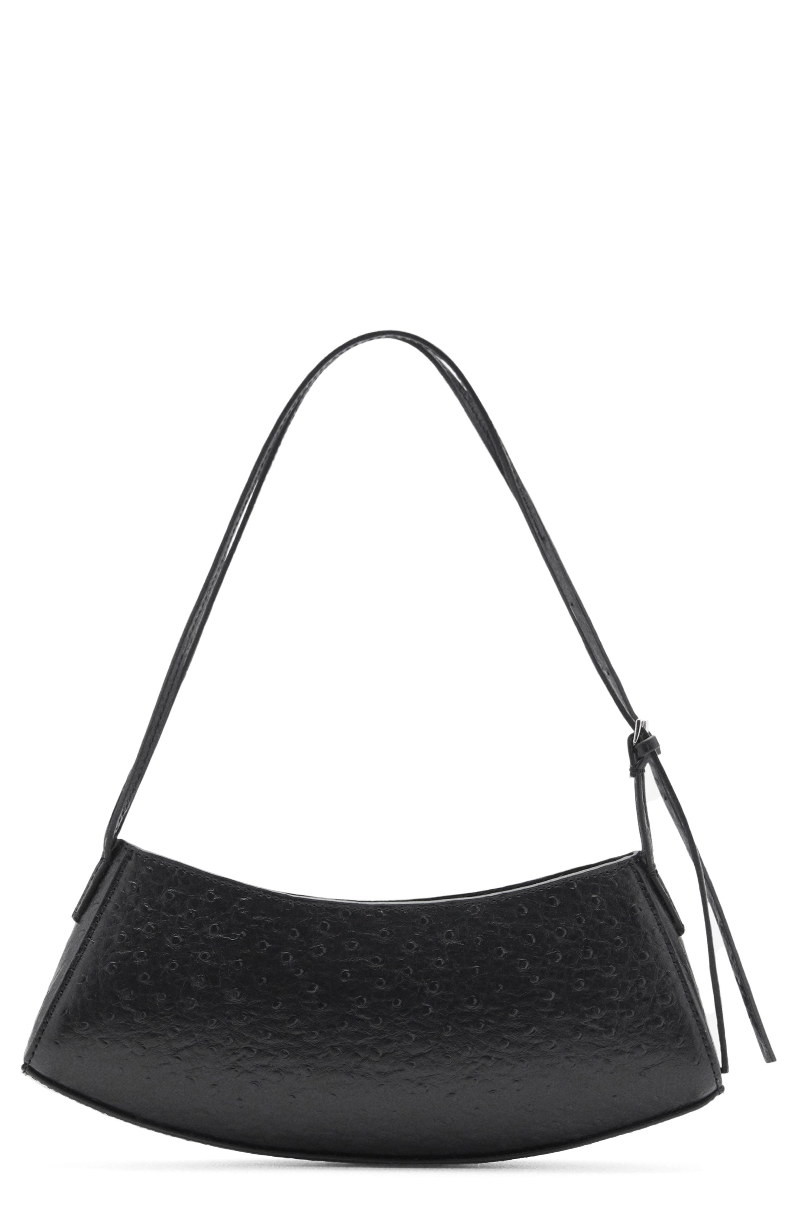 MANGO Oval Textured Faux Leather Shoulder Bag, Main, color, 