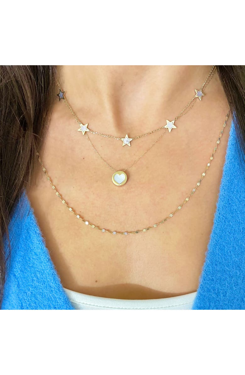 The Lovery Fine Jewelry Mother of Pearl and Gold Heart Block Necklace, Alternate, color, Mother Of Pearl
