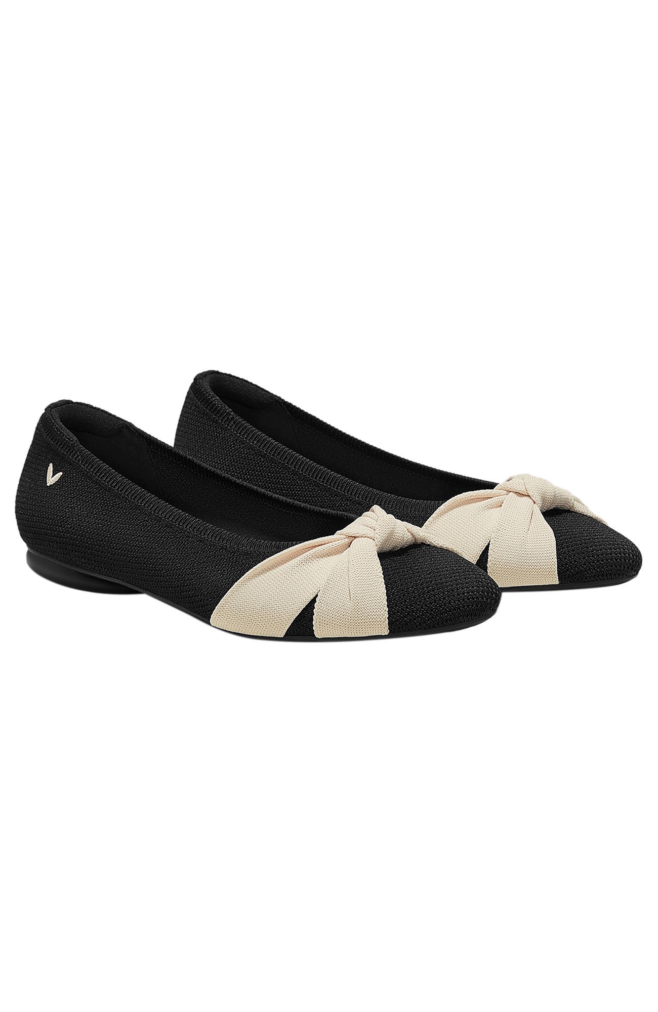 VIVAIA Almond-Toe Knotted Flats, Main, color, Black