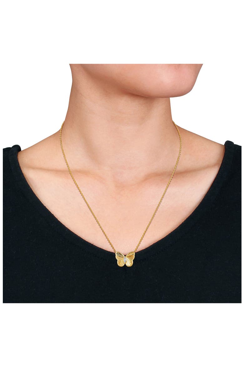 Butterfly Pendant Necklace, Alternate, color, WHITE