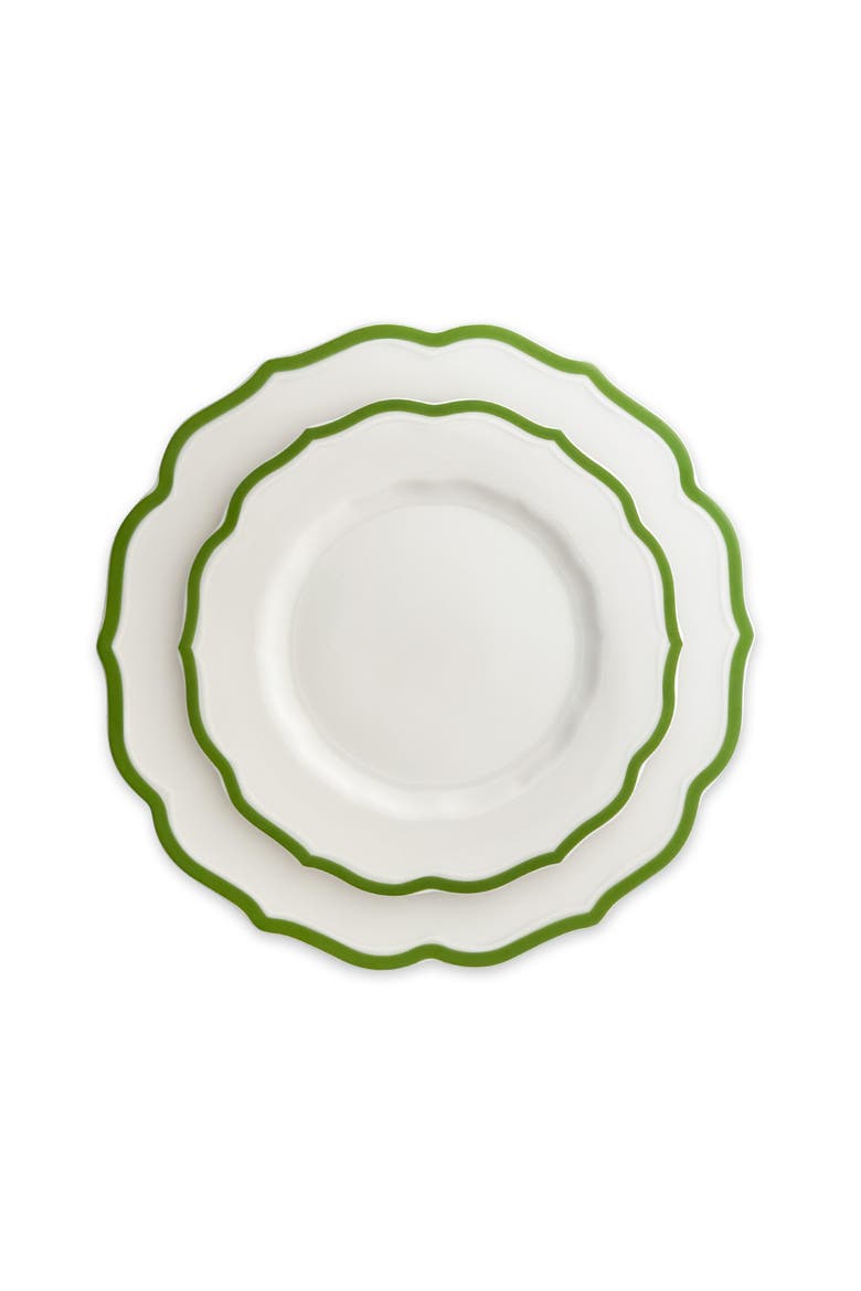 Stella Verde Scalloped Salad Plate  - Porcelain - Set 4, Alternate, color, GREEN
