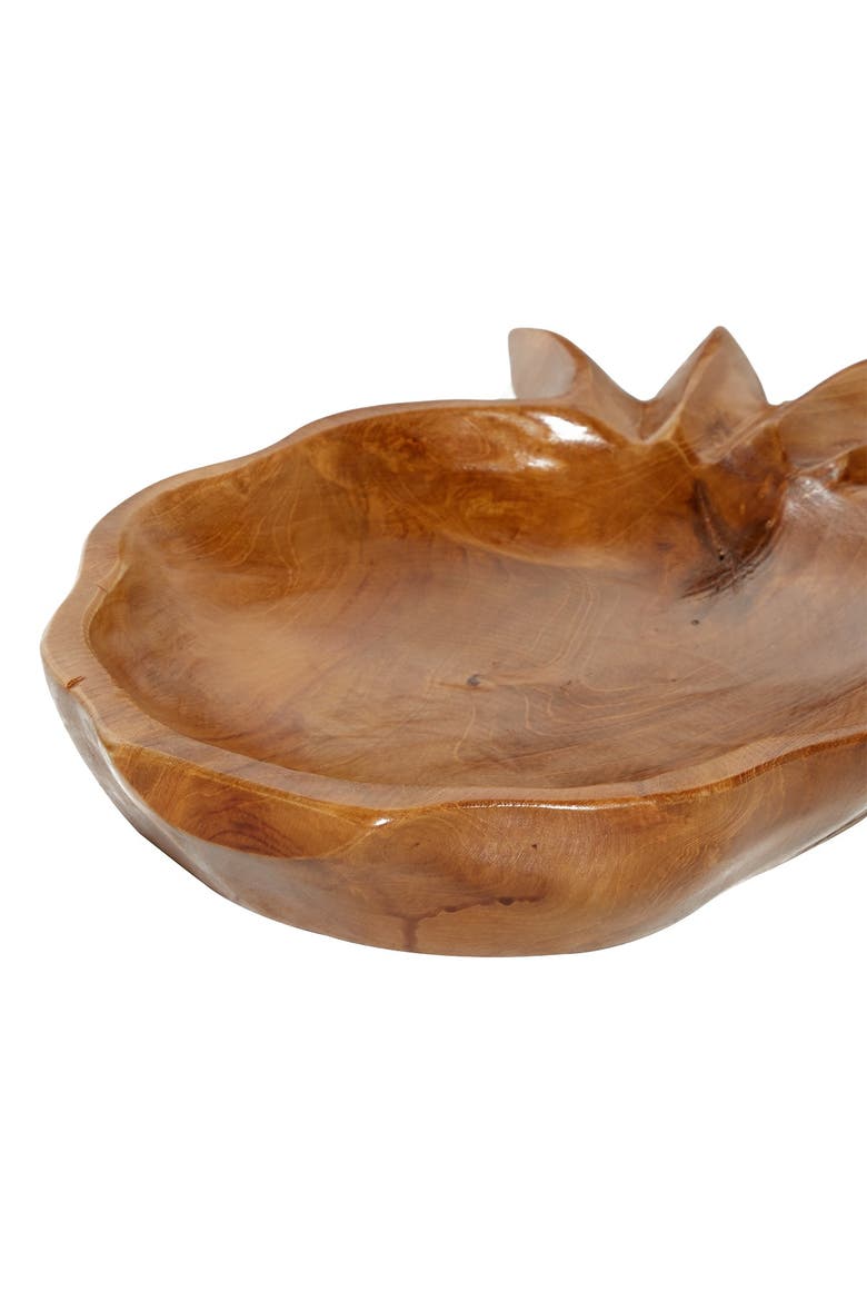 Brown Teakwood Handmade Pineapple Fruit Decorative Bowl - Set of 3, Alternate, color, BROWN