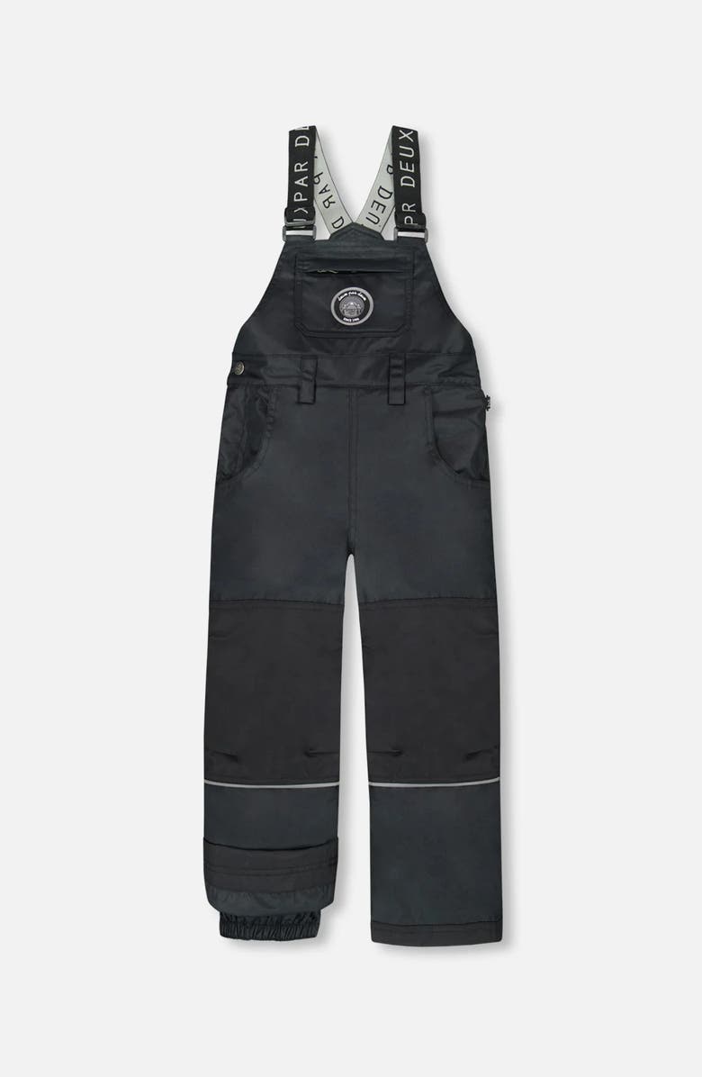 Deux par Deux Kids Gender Inclusive Solid Play Overall Snow Bib, Main, color, Black