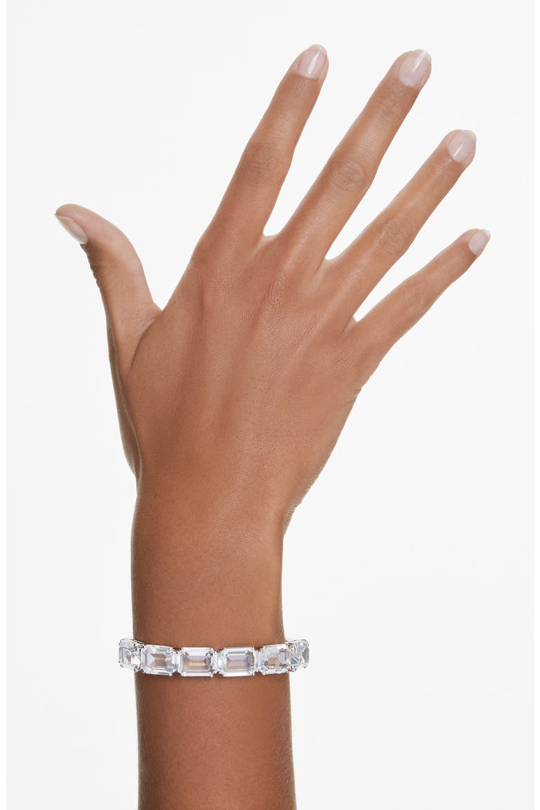 Millenia Octagon Crystal Bangle Bracelet, Alternate, color, WHITE/ SILVER