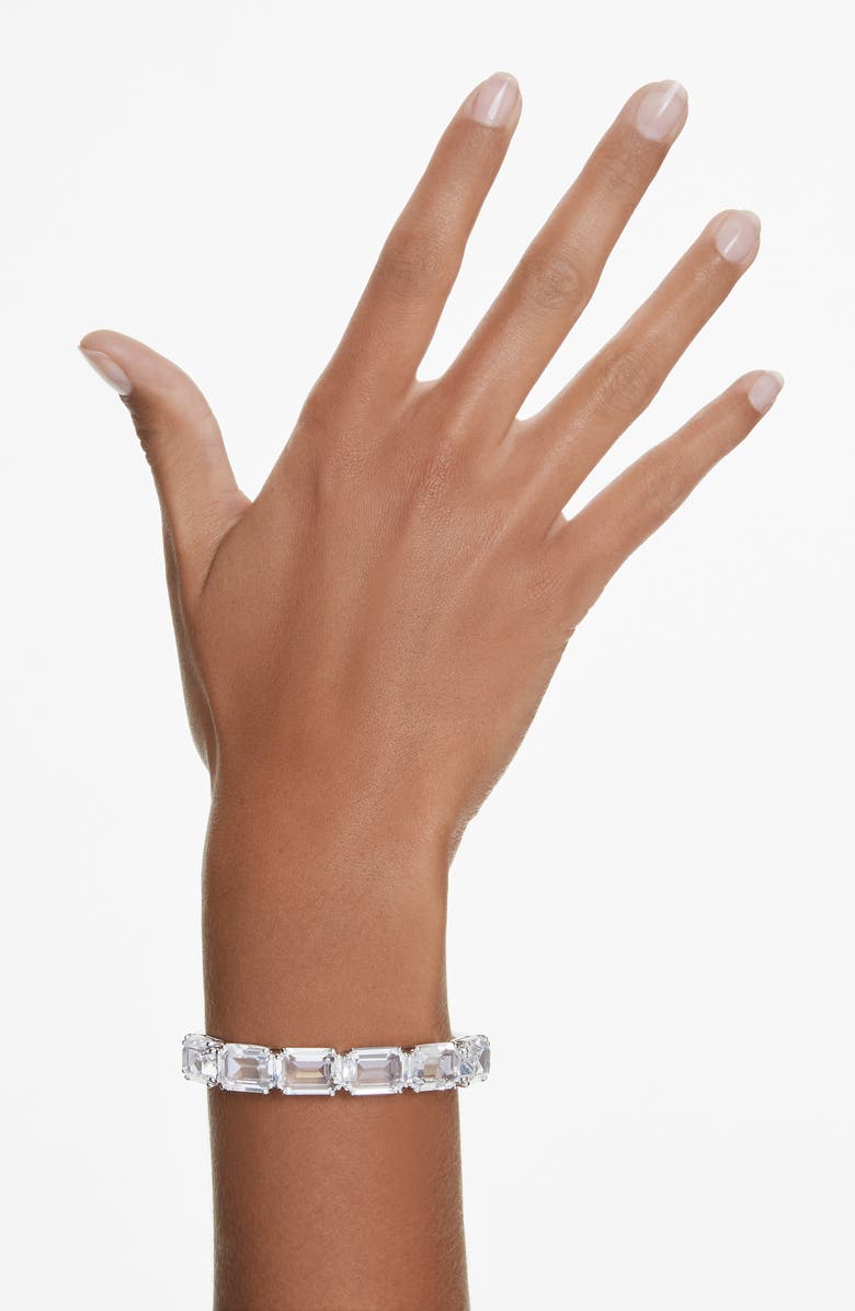 Swarovski Millenia Octagon Crystal Bangle Bracelet, Alternate, color, White/ Silver
