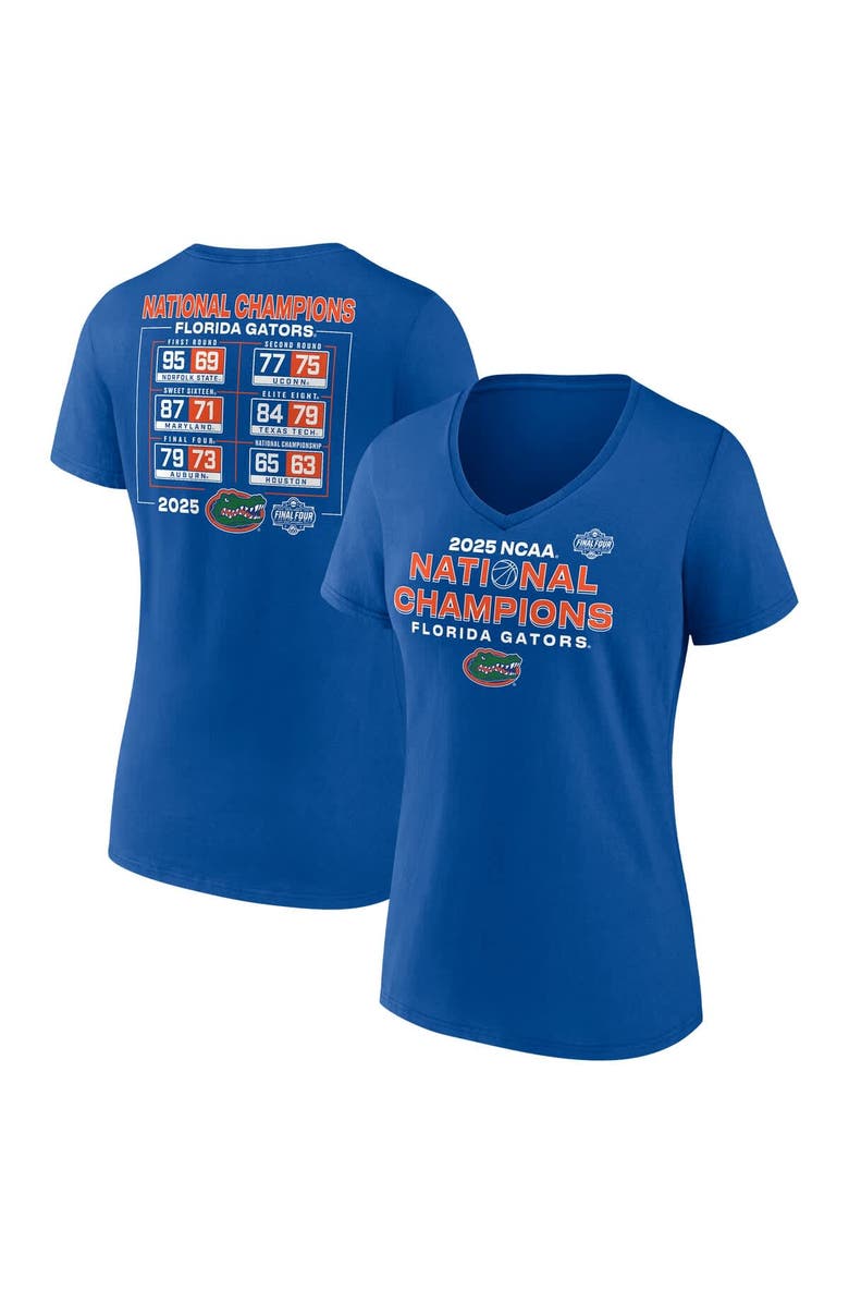 FANATICS Women's Fanatics Royal Florida Gators 2025 NCAA Men's Basketball National Champions Schedule V-Neck T-Shirt, Alternate, color, 