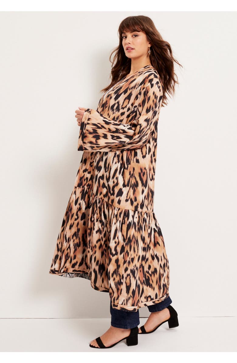 June + Vie Reversible Printed Duster, Alternate, color, Natural Flowy Animal