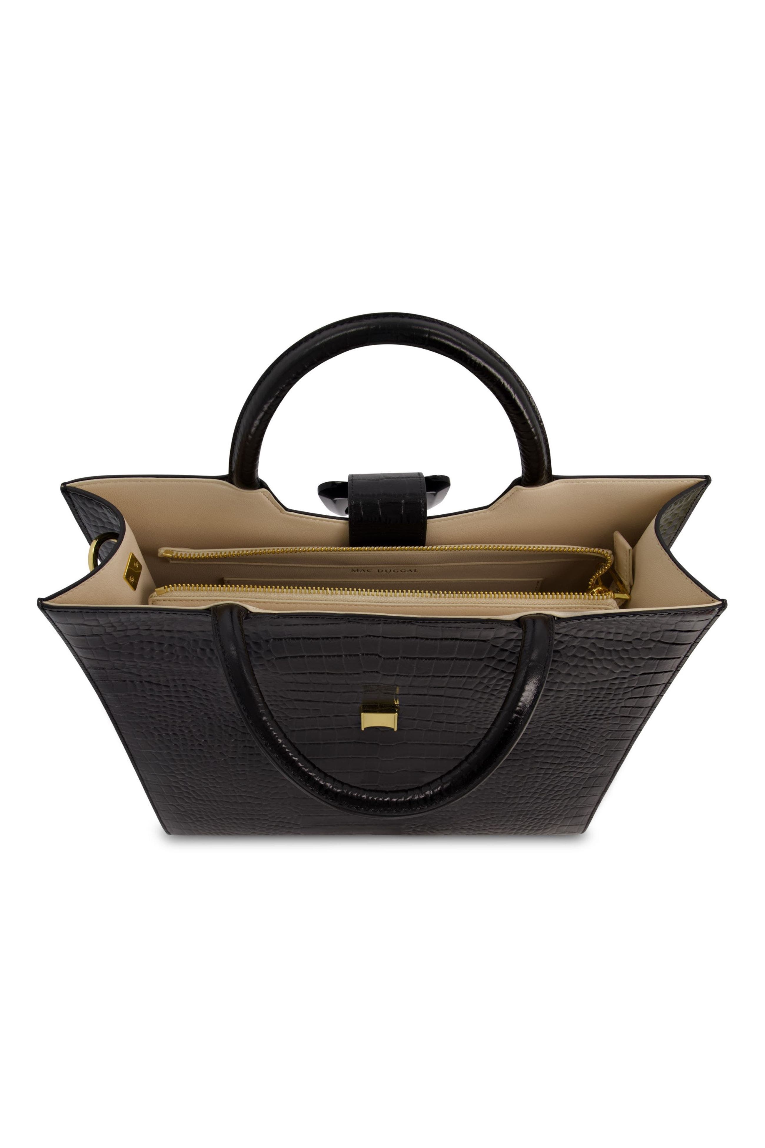 Mac Duggal Crocodile Leather Buckle Detail Maxi Tote Bag, Alternate, color, 