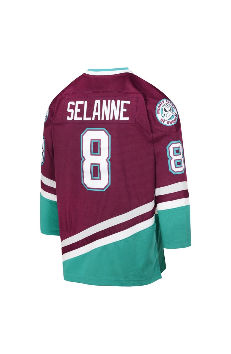 Mitchell & Ness Youth Mitchell & Ness Teemu Selanne Maroon Anaheim Ducks 1996 Blue Line Player Jersey, Alternate, color, 