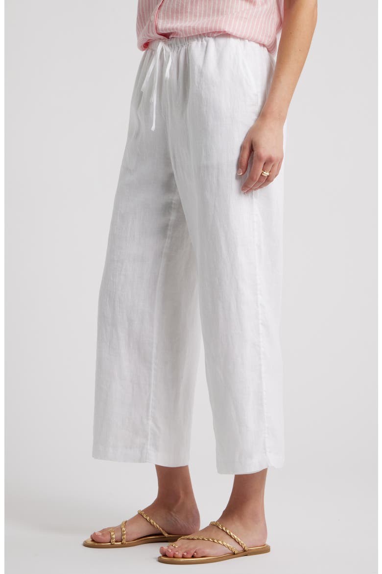 Wide Leg Crop Linen Pants, Alternate, color, WHITE