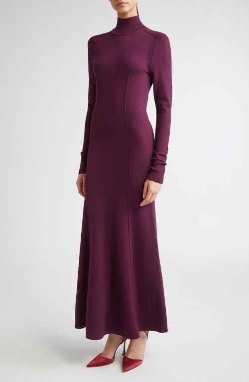 Carolina Herrera Long Sleeve Mock Neck Sweater Dress In Purple