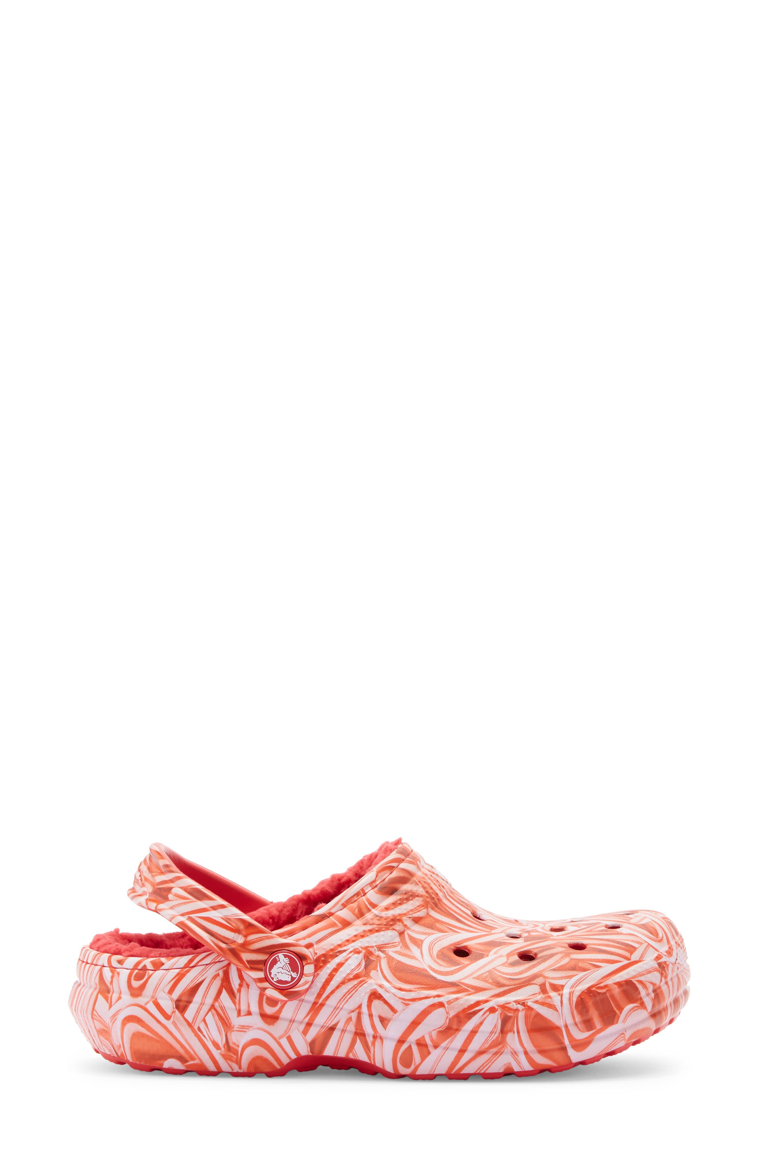 CROCS Classic Lined Candy Cane Clog, Alternate, color, Varcity Red