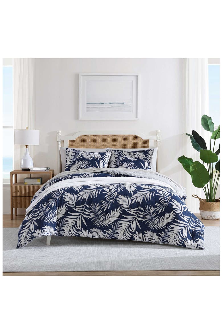 Marina Leaf Cotton Comforter Set, Alternate, color, NAVY/ WHITE
